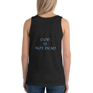 Women's Sleeveless T-Shirt- GOD IS NOT DEAD - Charcoal-black Triblend / XS