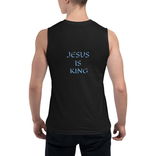 Men's Sleeveless Shirt- JESUS IS KING - 