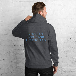 Men's Hoodie- KNEEL TO GOD STAND FOR THE FLAG - Dark Heather / S
