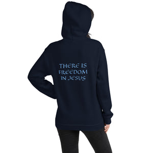 Women's Hoodie- THERE IS FREEDOM IN JESUS - Navy / S