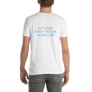 Men's T-Shirt Short-Sleeve- LET OUR UNITY BEGIN WITH GOD - White / S