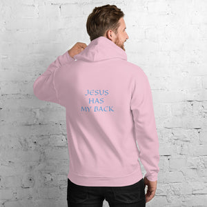 Men's Hoodie- JESUS HAS MY BACK - Light Pink / S