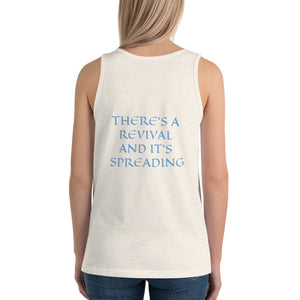 Women's Sleeveless T-Shirt- THERE'S A REVIVAL AND IT'S SPREADING - Oatmeal Triblend / XS