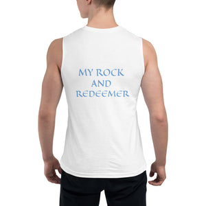 Men's Sleeveless Shirt- MY ROCK AND REDEEMER - 