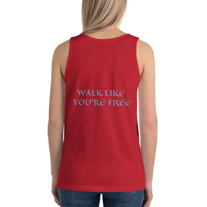 Women's Sleeveless T-Shirt- WALK LIKE YOU'RE FREE - Red / XS