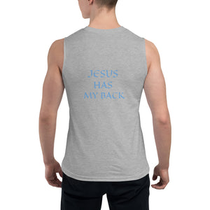 Men's Sleeveless Shirt- JESUS HAS MY BACK - 