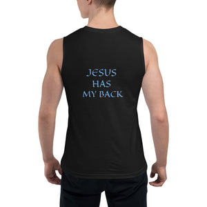 Men's Sleeveless Shirt- JESUS HAS MY BACK - 