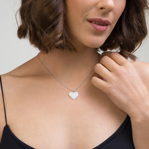 Engraved Heart Necklace- CHOSEN BY GOD - White Rhodium coating