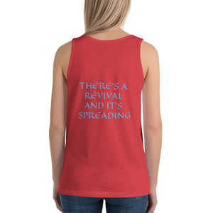 Women's Sleeveless T-Shirt- THERE'S A REVIVAL AND IT'S SPREADING - Red Triblend / XS
