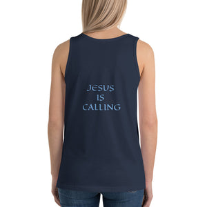 Women's Sleeveless T-Shirt- JESUS IS CALLING - Navy / XS