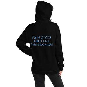 Women's Hoodie- PAIN GIVES BIRTH TO THE PROMISE - Black / S
