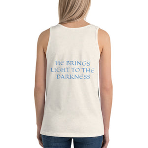 Women's Sleeveless T-Shirt- HE BRINGS LIGHT TO THE DARKNESS - Oatmeal Triblend / XS