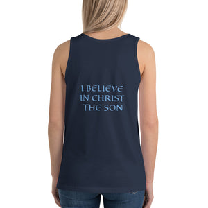 Women's Sleeveless T-Shirt- I BELIEVE IN CHRIST THE SON - Navy / XS
