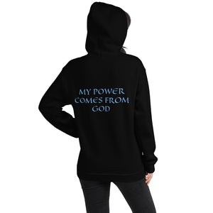 Women's Hoodie- MY POWER COMES FROM GOD - Black / S