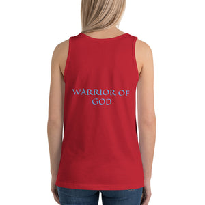 Women's Sleeveless T-Shirt- WARRIOR OF GOD - Red / XS