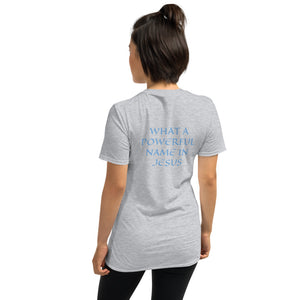 Women's T-Shirt Short-Sleeve- WHAT A POWERFUL NAME IN JESUS - Sport Grey / S