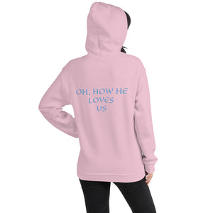 Women's Hoodie- OH, HOW HE LOVES US - Light Pink / S