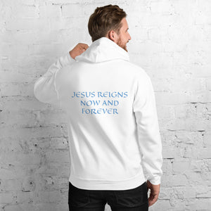 Men's Hoodie- JESUS REIGNS NOW AND FOREVER - White / S