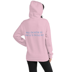 Women's Hoodie- HIS DEATH IS HELL'S DEFEAT - Light Pink / S