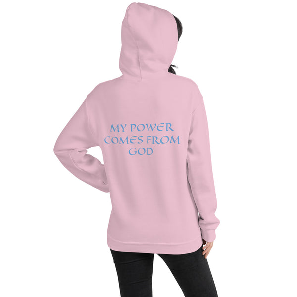 Women's Hoodie- MY POWER COMES FROM GOD - Light Pink / S