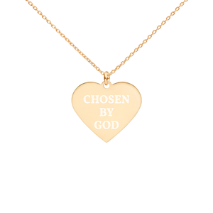 Engraved Heart Necklace- LOVE - 24K Gold coating / CHOSEN BY GOD