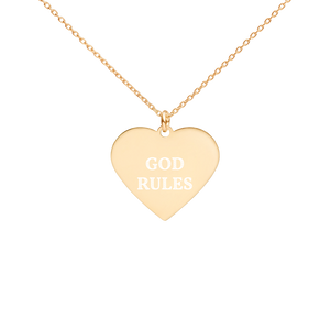 Engraved Heart Necklace- LOVE - 24K Gold coating / GOD RULES